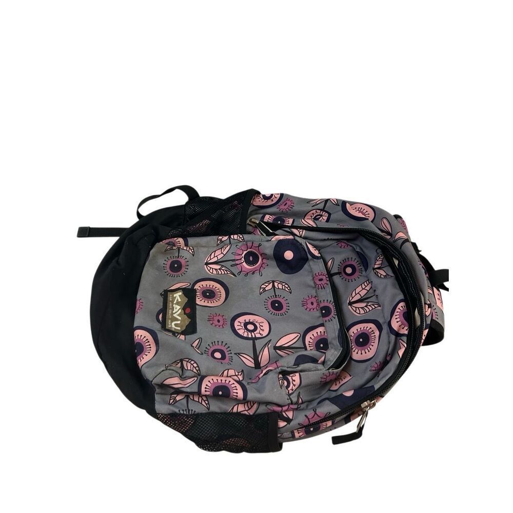 Kavu gray pink backpack 19x17" unique flower‎ print